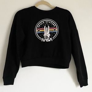 NASA cropped black sweatshirt size small